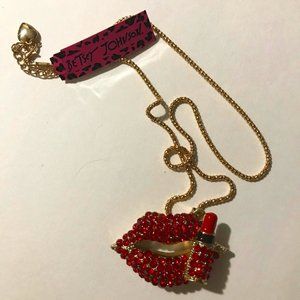 Betsey Johnson Lips With Lip Stick Pendant Necklace